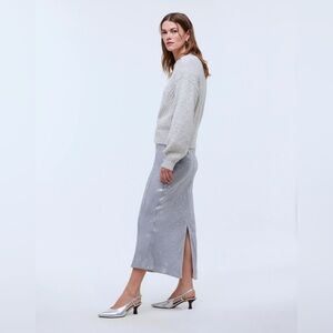 NWT Madewell Sequin Midi Skirt - Size 0 - Gray Silver